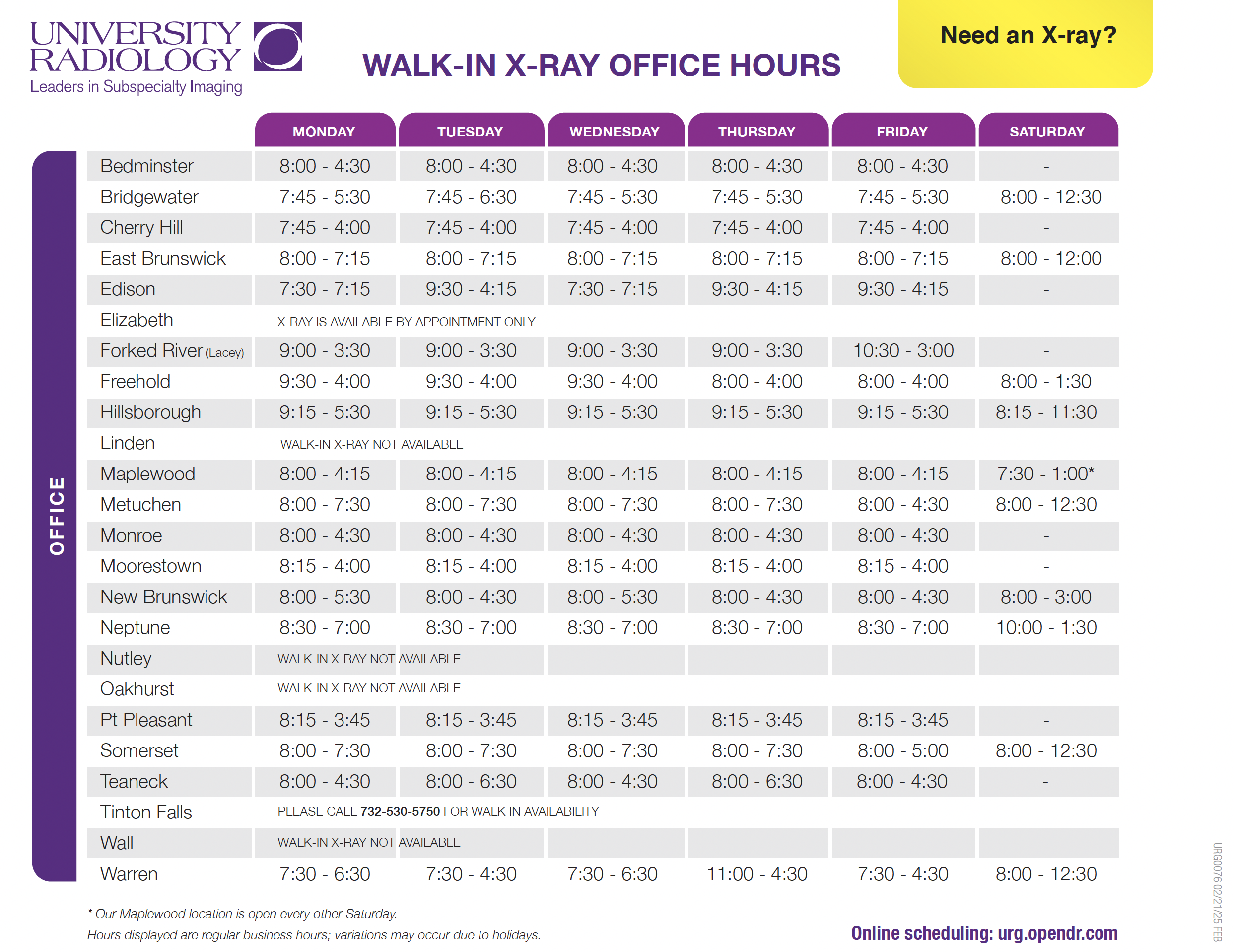 Walk-in Hours