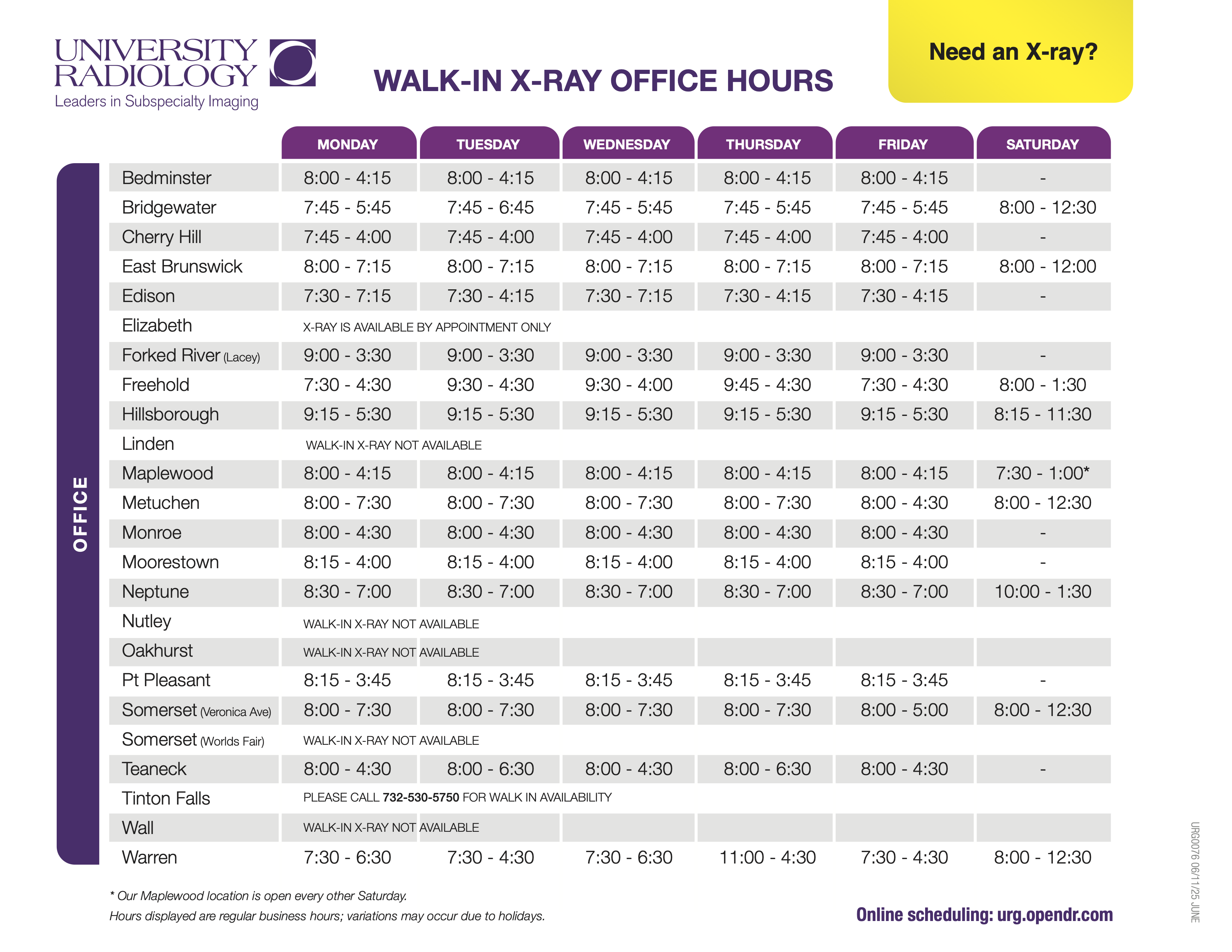 Walk-in Hours