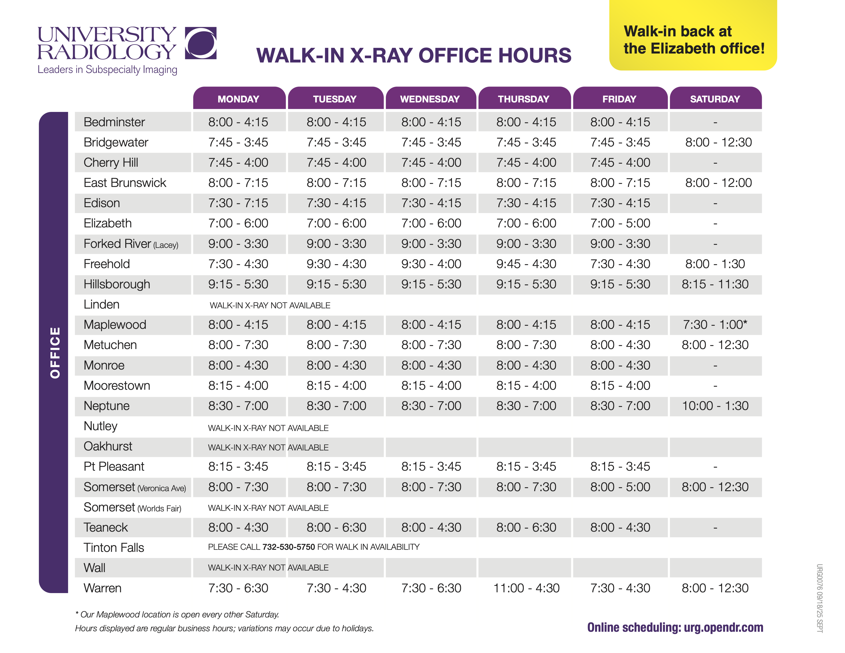 Walk-in Hours