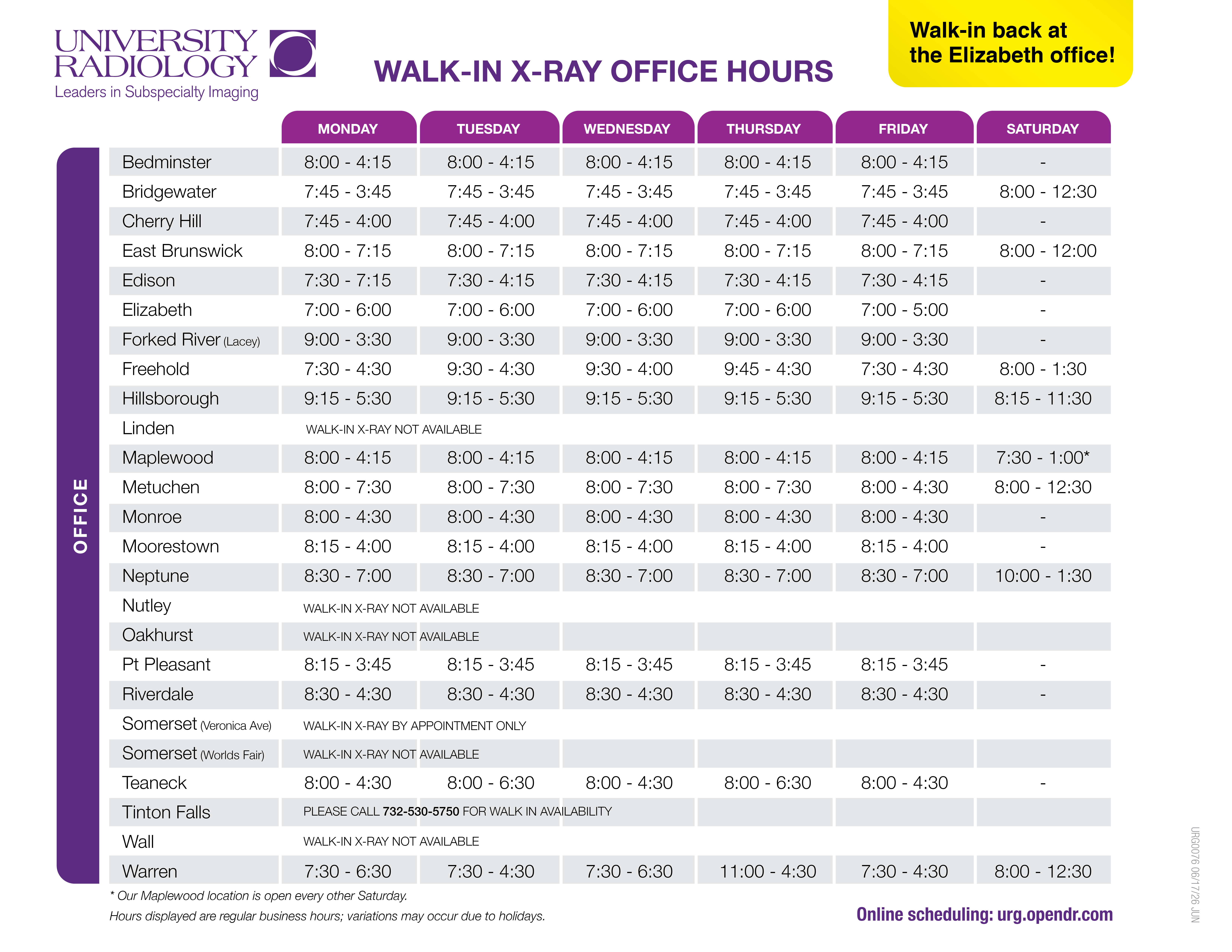 Walk-in Hours